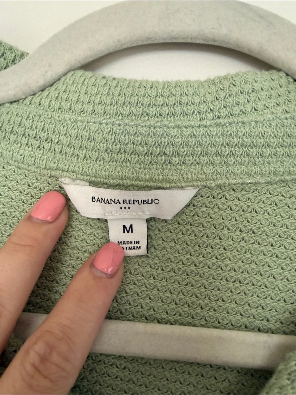 Banana Republic Men's Polo in Sage Green Textured Knit
